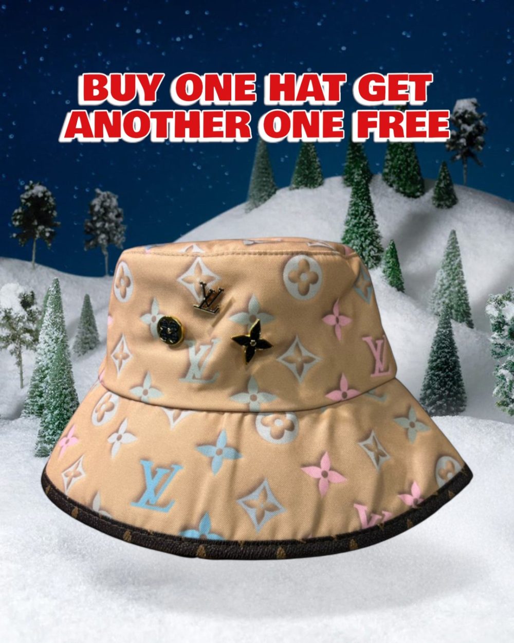 LV038 - Monogram Canvas Bucket Hat Beige