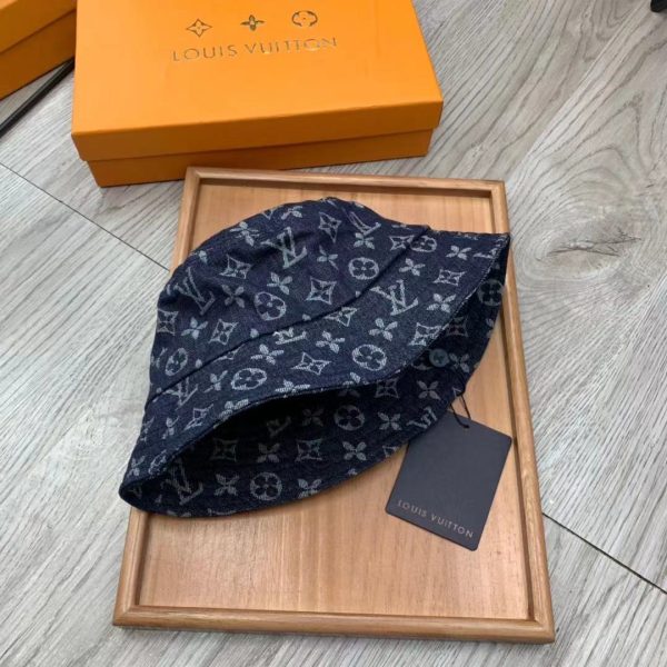LV021 - Monogram Cotton Bucket Hat Blue - Image 3
