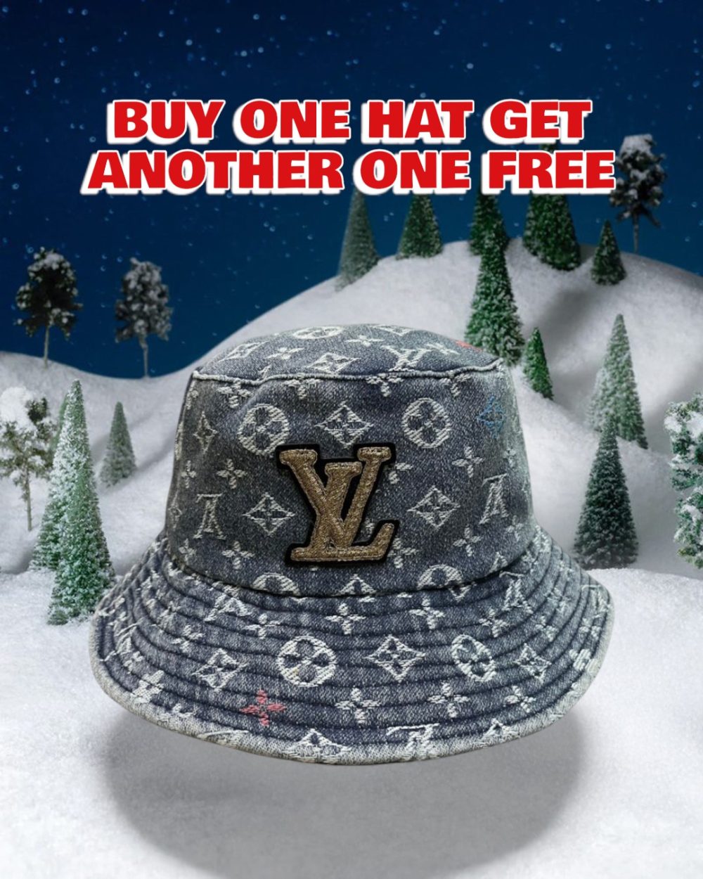 LV059 - Monogram Denim Bucket Hat Blue