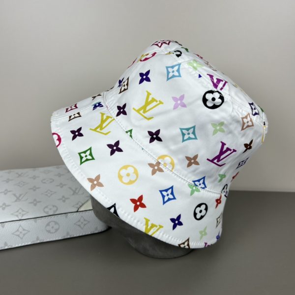 LV056 - Logo Cotton Bucket Hat White Reversible - Image 8