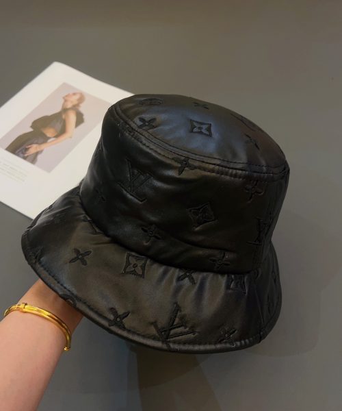 LV027 - Leather Bucket Hat Black