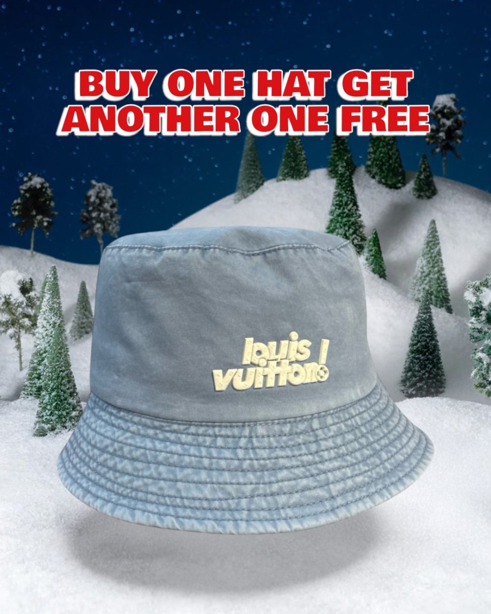 LV041 - Logo Cotton Bucket Hat Blue