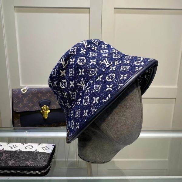 LV014 - Monogram Denim Bucket Hat Blue - Image 9