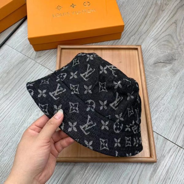 LV022 - Monogram Cotton Bucket Hat Black - Image 3