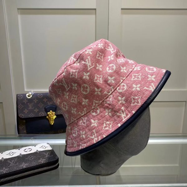 LV016 - Monogram Denim Bucket Hat Pink - Image 3