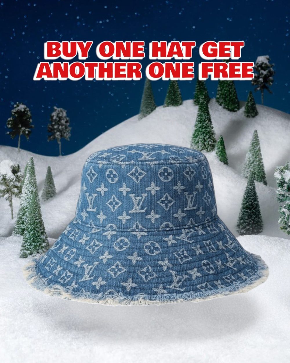 LV005 - Monogram Denim Bucket Hat Blue