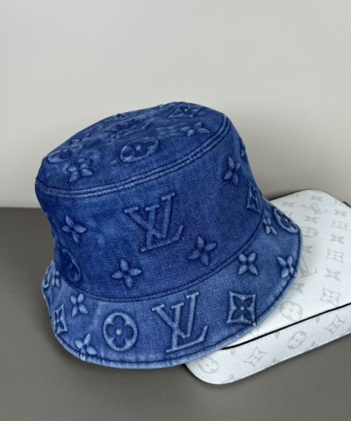 LV054 - Logo Denim Bucket Hat Blue