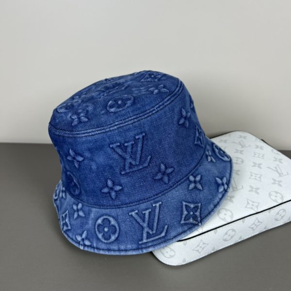 LV054 - Logo Denim Bucket Hat Blue - Image 3