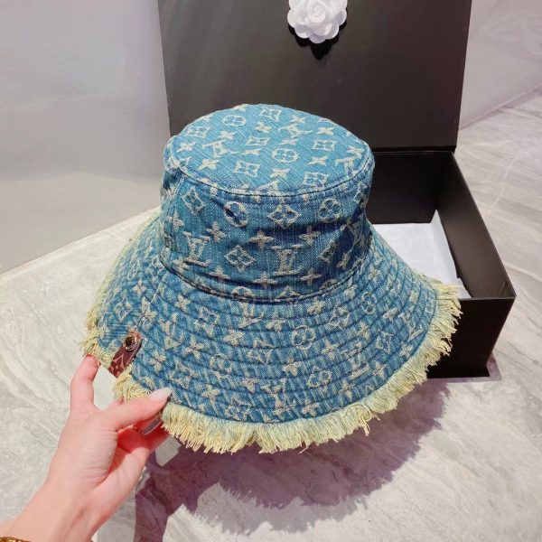 LV004 - Monogram Denim Bucket Hat Light Blue - Image 4