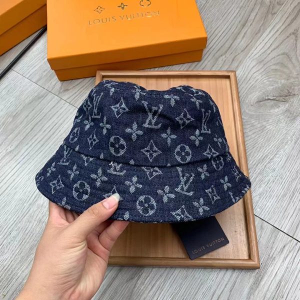 LV021 - Monogram Cotton Bucket Hat Blue - Image 4