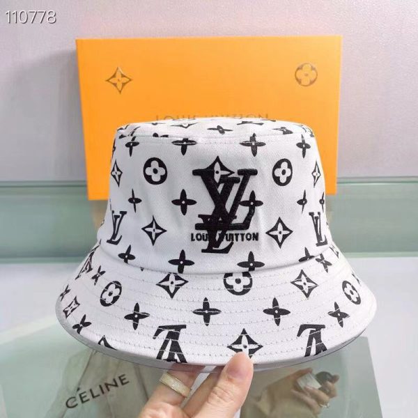 LV002 - Monogram Canvas Bucket Hat White - Image 3