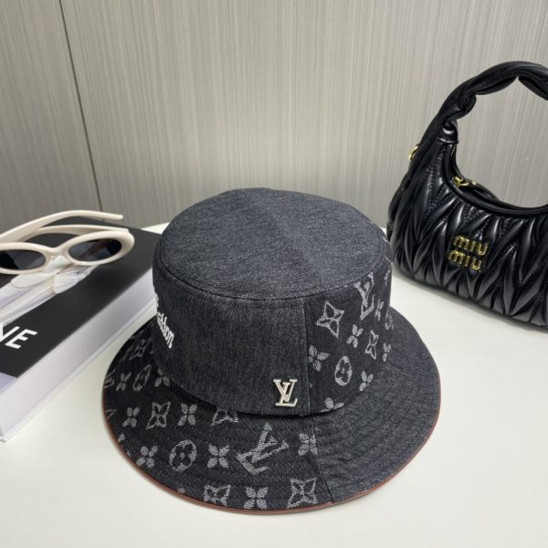 LV051 - Logo Denim Bucket Hat Black - Image 7