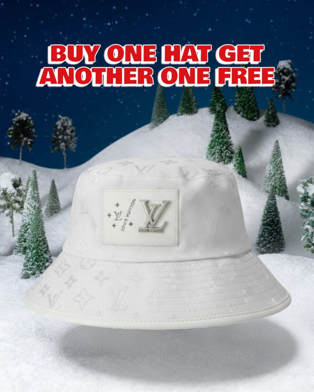 LV061 - Monogram Canvas Bucket Hat White