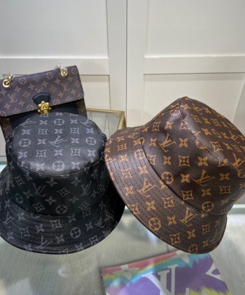 LV074 - Monogram Leather Bucket Hat Black