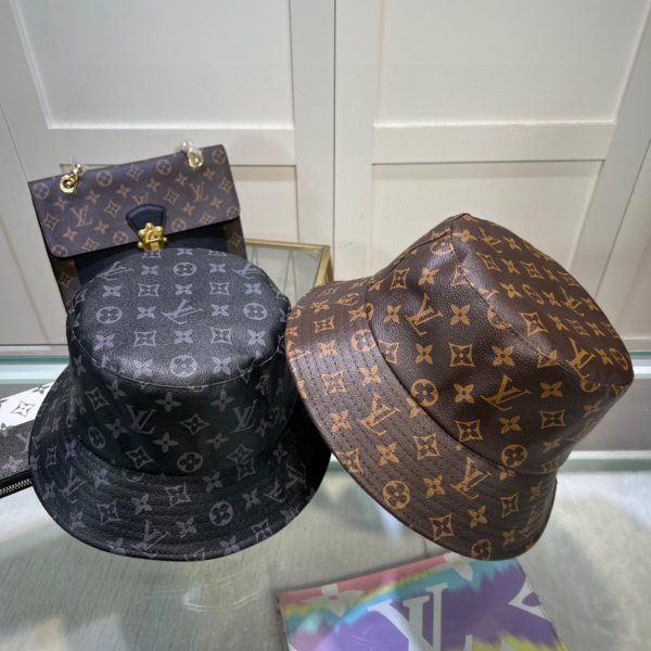 LV074 - Monogram Leather Bucket Hat Black - Image 7