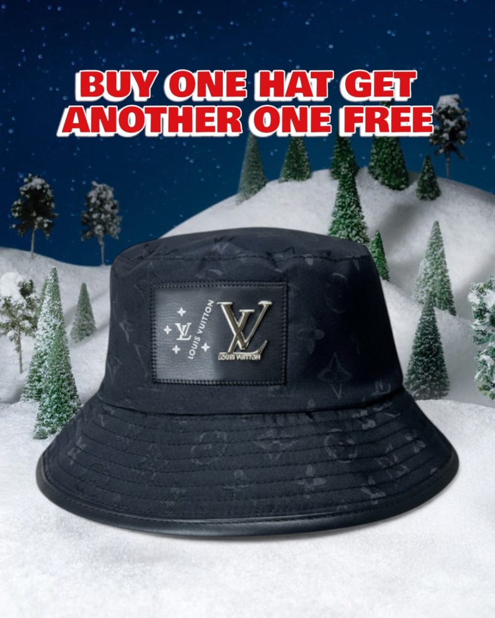 LV062 - Monogram Canvas Bucket Hat Black