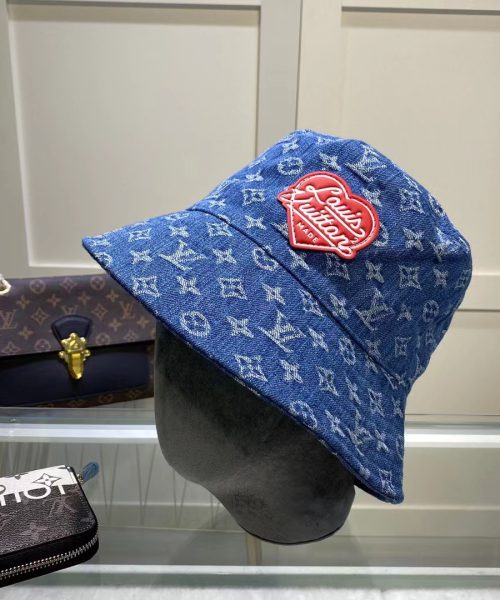 LV012 - Monogram Denim Bucket Hat Blue