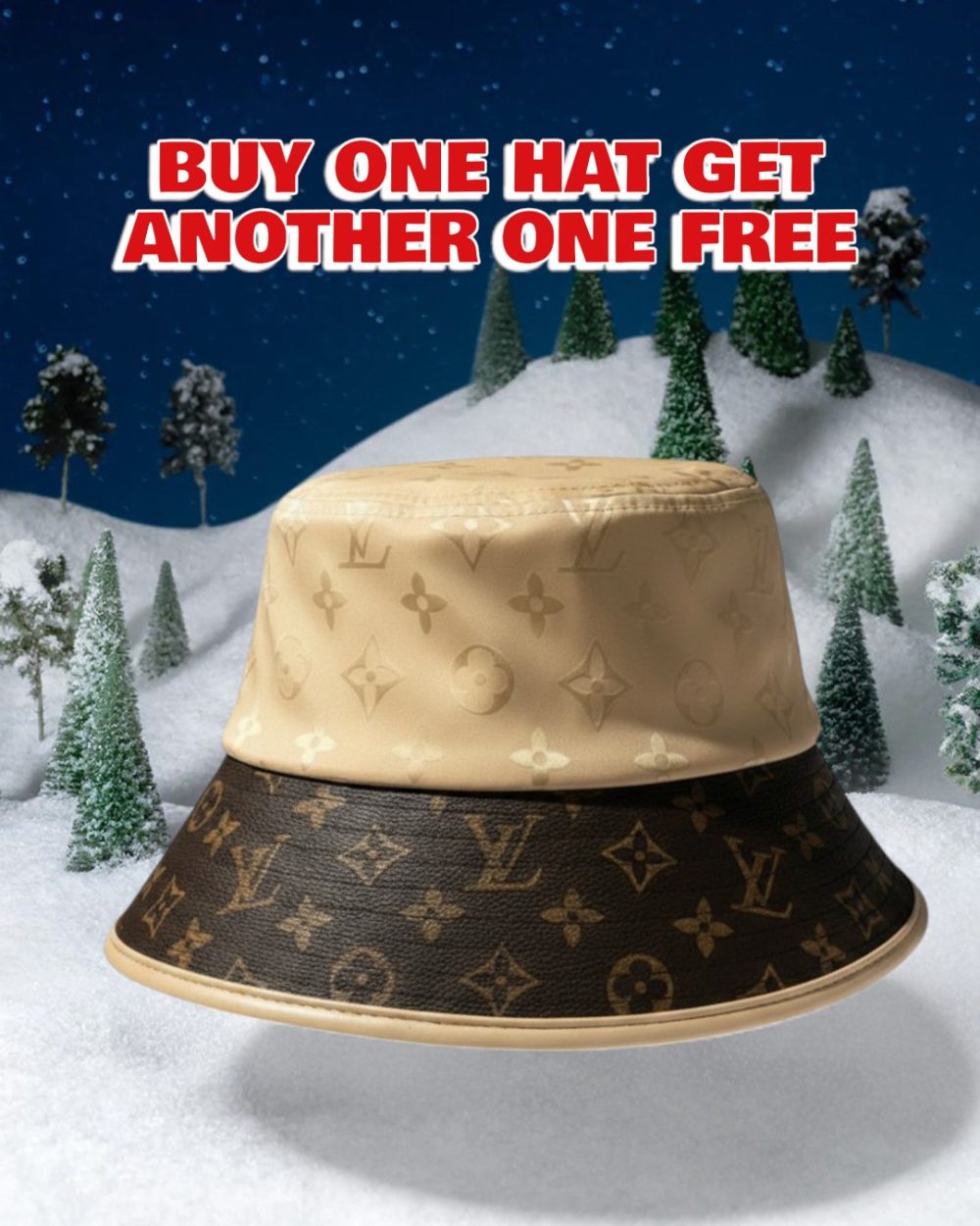 LV065 - Monogram Canvas Bucket Hat Beige
