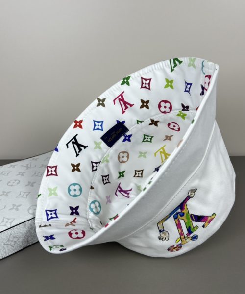 LV056 - Logo Cotton Bucket Hat White Reversible