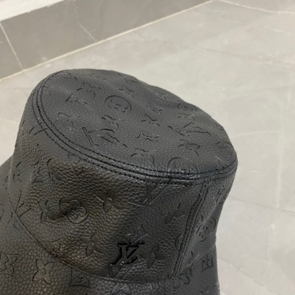 LV028 - Leather Bucket Hat Black - Image 4