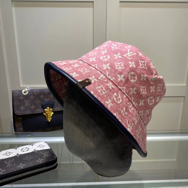 LV016 - Monogram Denim Bucket Hat Pink - Image 4
