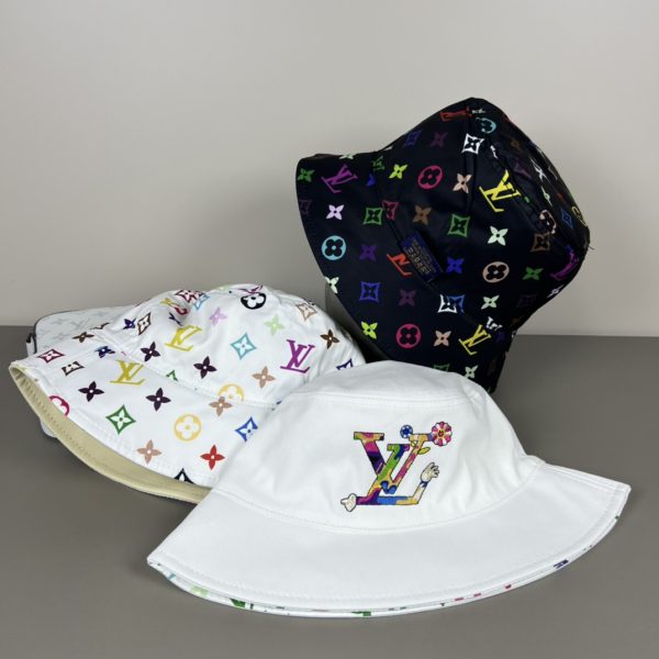 LV057 - Logo Cotton Bucket Hat Black Reversible - Image 11