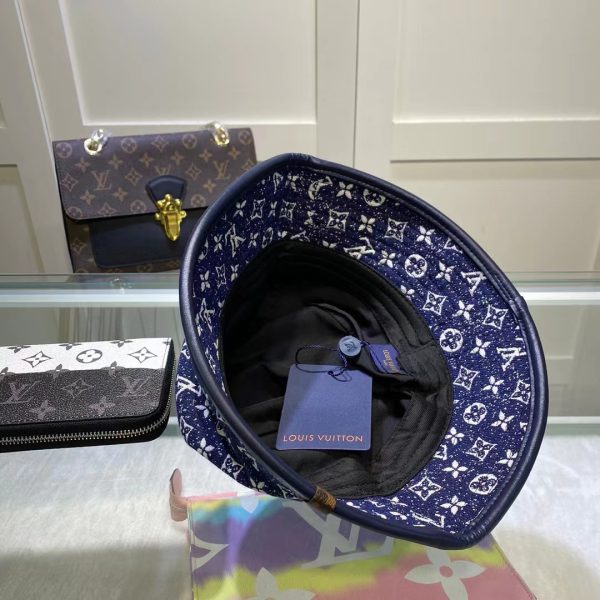 LV014 - Monogram Denim Bucket Hat Blue - Image 4