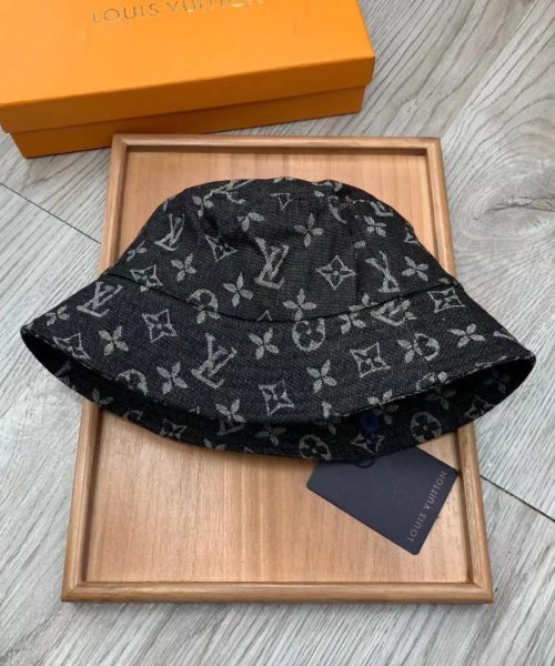LV022 - Monogram Cotton Bucket Hat Black