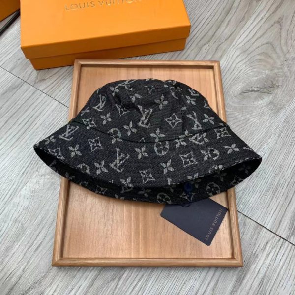 LV022 - Monogram Cotton Bucket Hat Black - Image 4