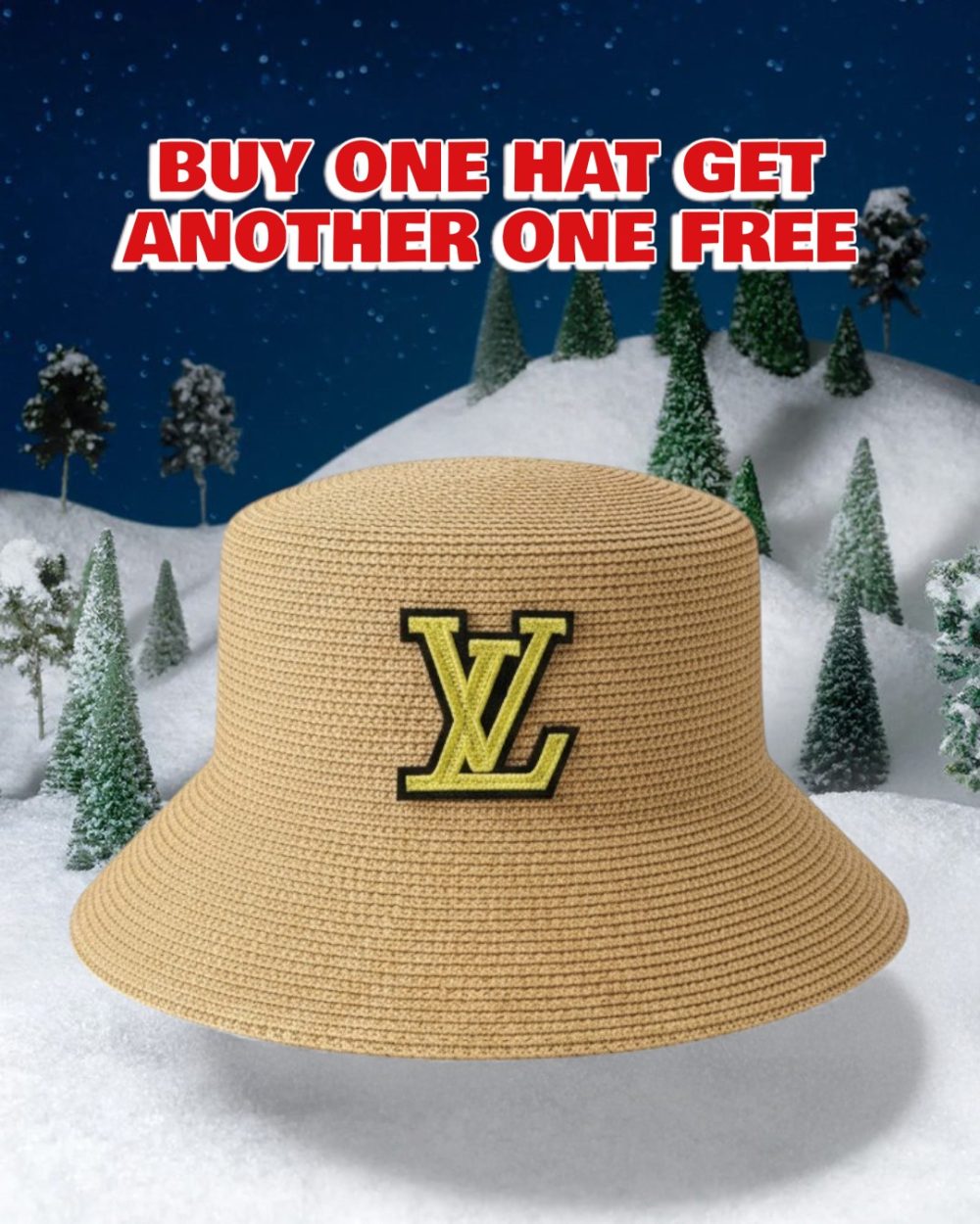 LV070 - Logo Straw bucket hat Beige