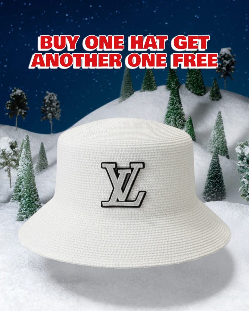 LV071 - Logo Straw bucket hat White