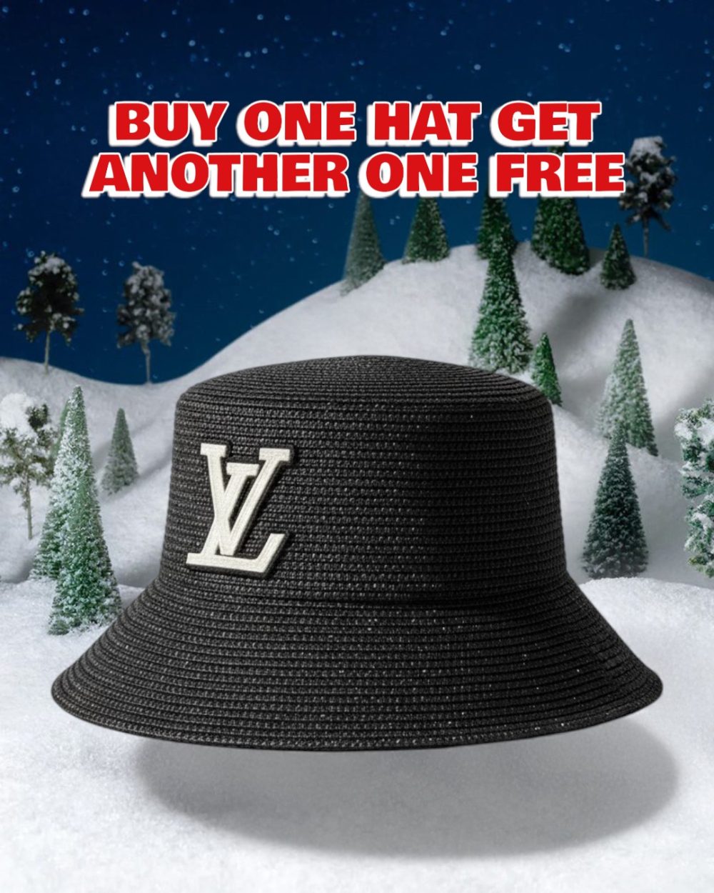 LV072 - Logo Straw bucket hat Black