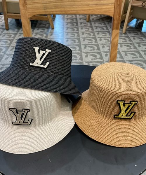 LV072 - Logo Straw bucket hat Black