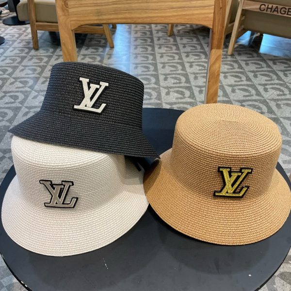 LV072 - Logo Straw bucket hat Black - Image 6