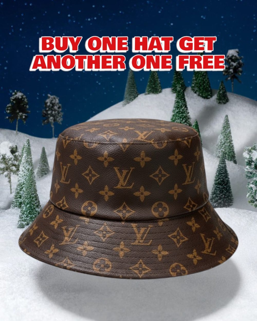 LV073 - Monogram Leather Bucket Hat Brown