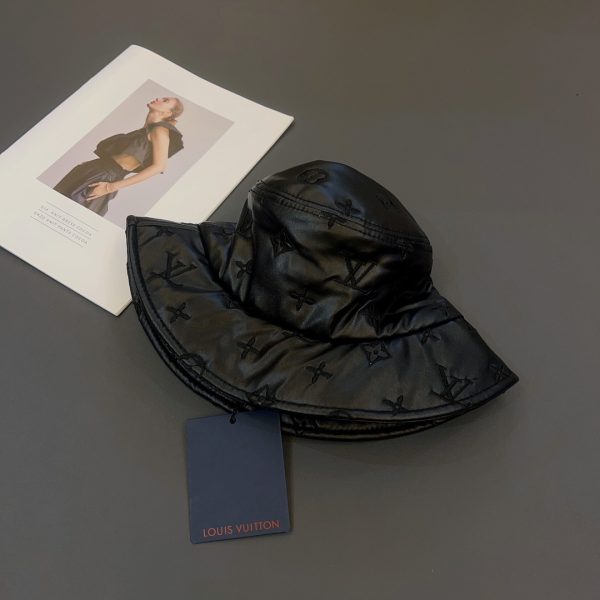 LV027 - Leather Bucket Hat Black - Image 5