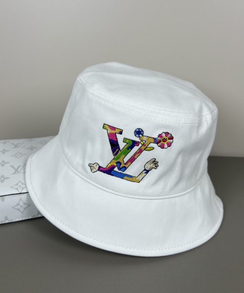 LV056 - Logo Cotton Bucket Hat White Reversible
