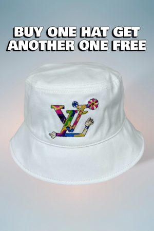 LV056 - Logo Cotton Bucket Hat White Reversible