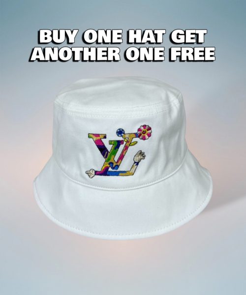 LV056 - Logo Cotton Bucket Hat White Reversible