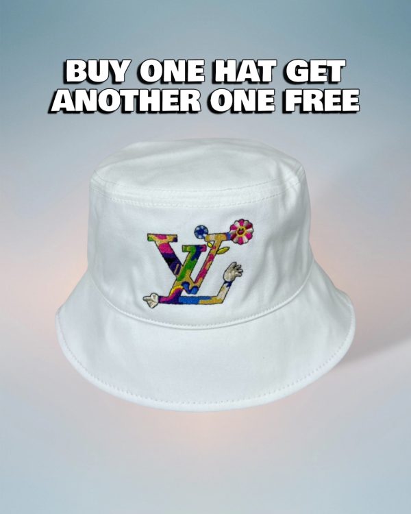 LV056 - Logo Cotton Bucket Hat White Reversible