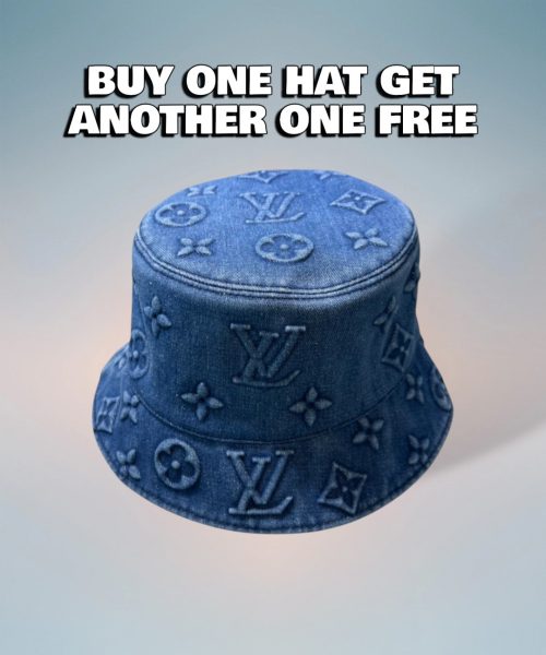 LV054 - Logo Denim Bucket Hat Blue