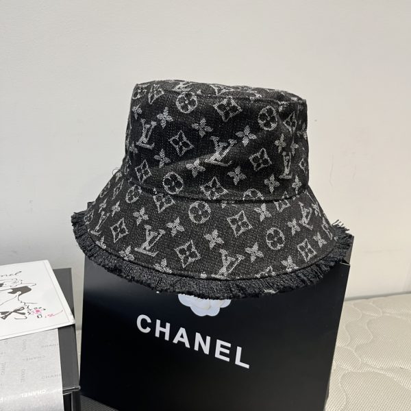 LV060 - Monogram Denim Bucket Hat Black - Image 4