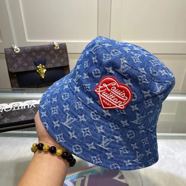 LV012 - Monogram Denim Bucket Hat Blue - Image 4