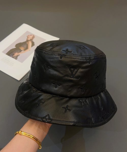 LV027 - Leather Bucket Hat Black