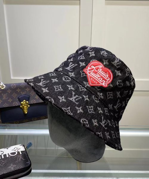 LV013 - Monogram Denim Bucket Hat Black