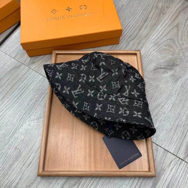 LV022 - Monogram Cotton Bucket Hat Black - Image 6
