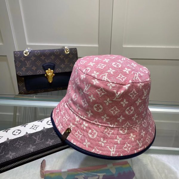LV016 - Monogram Denim Bucket Hat Pink - Image 5