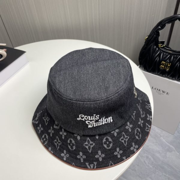 LV051 - Logo Denim Bucket Hat Black - Image 5