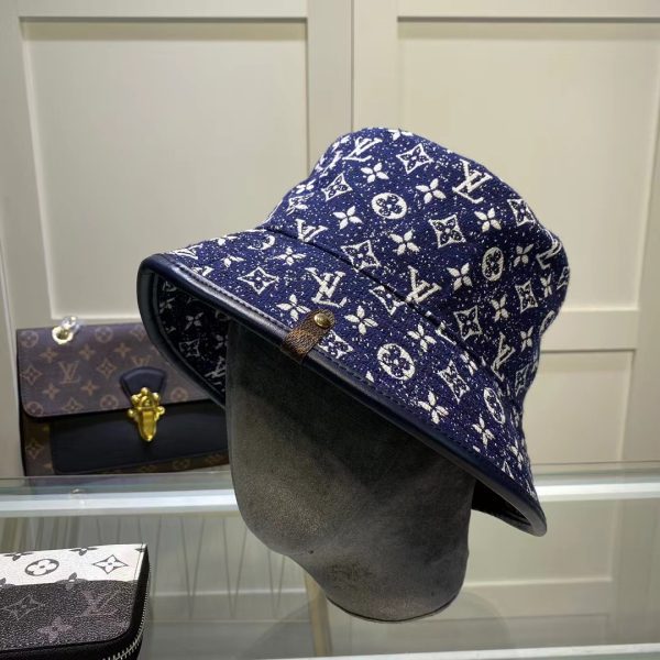 LV014 - Monogram Denim Bucket Hat Blue - Image 6