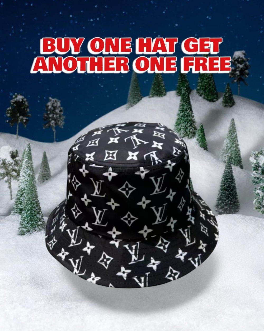 LV009 - Monogram Canvas Bucket Hat Black